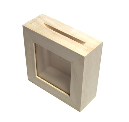 Wooden World - Tirelire en Bois Banque à Cadre en Bois avec vitre Frontale idéale pour Le...