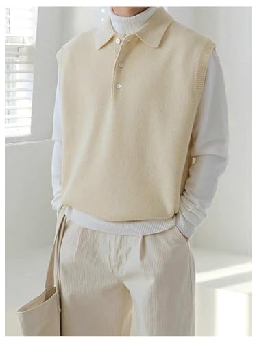 Verdusa Men's Old Money Sweater Vest Cable Knit V Neck Oversized Sleeveless Pullover Top3