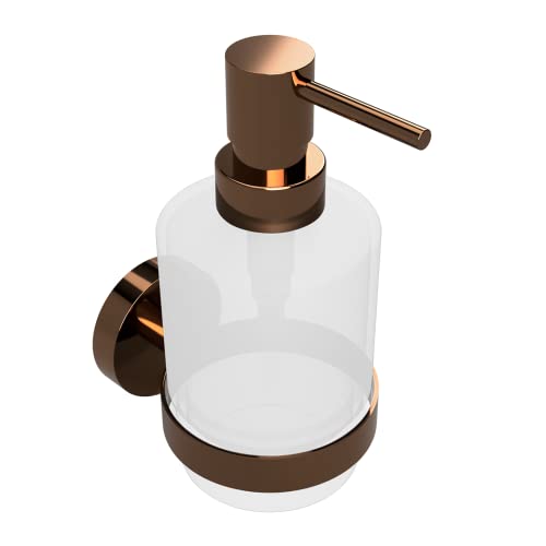 Nordholm Dispensador de jabón de cristal para montaje en pared de baño y cocina, botella para jabón líquido, detergente para cocina y gel de ducha, senador, cobre dorado pulido Cover