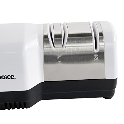 Chef’schoice Hybrid Knife Uses Diamond Abrasives And Combines Electric And Manual Sharpening For 20-Degree Straight And Serrated Knives, 2-Stage, White #TOP2