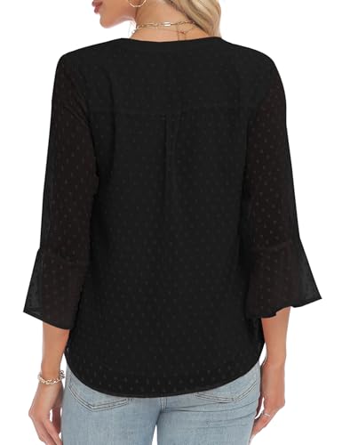AIMCOO 3/4 Length Sleeve Womens Tops Black Blouses for Women Dressy Casual Work Shirts for Women Business Summer Tops 2025 Black Small — view 3