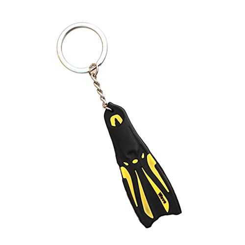 Scuba Diving Keychain with Mini Fins Design - Yellow Silicone Key Holder for Ocean Activities - 5 inch Key Ring for Men and Women- 13cm Yellow