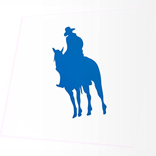 JINTORA - Autoaufkleber Tuning - Cowboy # 3 - Western - 71mm x139mm - Auto Aufkleber - Bus - Fenster - Heckscheibe - Camper - wetterfest - Outdoor Sticker Auto Deko LKW - Tuning Selbstklebend - blau