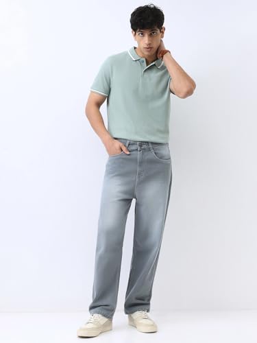 Image of Urbano Fashion Men's Loose Baggy Fit Washed Jeans Non-Stretchable