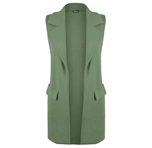 Abrigo largo sin mangas para mujer en talla grande y color caqui