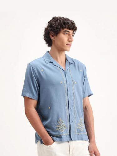 Image of Rare Rabbit Boxy fit Embroidered Shirt