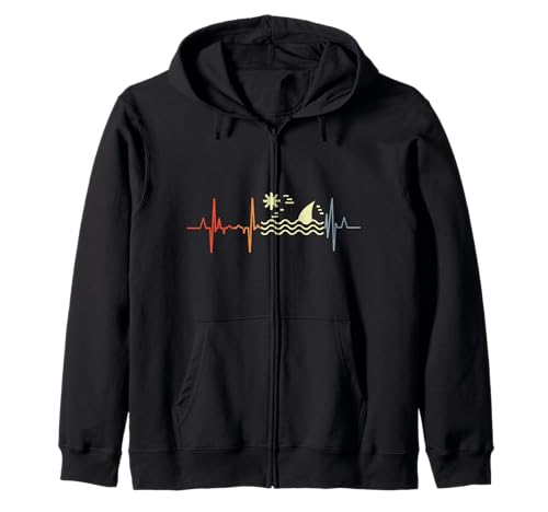 Shark Heart Rate Vintage Heartbeat Sudadera con Capucha