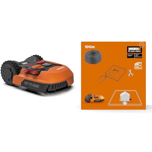 WORX Robot Rasaerba Landroid L2000 a Batteria Area di Taglia 2000 mq - Wifi & WA0178 Filo perimetrale, lunghezza 100 mt. per Robot rasaerba Landroid,colore nero