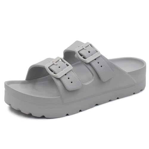 Image of L LOUBIT Women's Platform Sandals with Arch Support Pillow Soft Adjustable Buckle Slides Lightweight Non-Slip Summer Beach Shoes