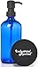 Industrial Rewind 16oz Cobalt Blue Glass Refillable Body Lotion Dispenser with Black Metal Pump Dispenser/Liquid Hand Soap Dispenser