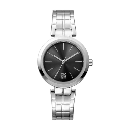 DKNY Quartz Watch Downtown Midi Quartz 5 ATM, Silver/Black, Standard Size, Modern