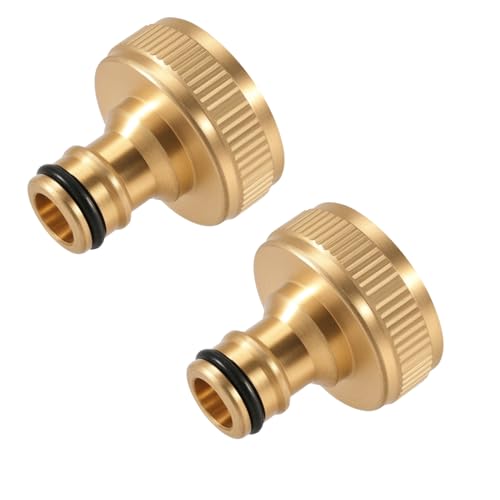 Silkwish 2X Messing Hahnverbinder 1 Zoll Innengewinde für Gardena Schlauchanschlüsse - IG 1' Schnellkupplung Kompatibel mit Gardena Stecksystem (Adapter Wasserhahn Gartenschlauch)