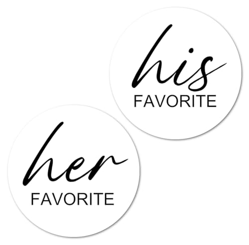124 His Her Favorite Stickers (62+62) 1 Inch Big Round Glossy Labels Wedding Bridal Shower Favor Labels Great for Gift Bags Envelope Seal Boxes Tags Bride and Groom Supplies. Made in USA