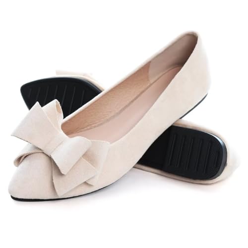 Image of TN TANGNEST Women Fashion Bowknot Flats Comfort Pointed Toe Dress Shoes