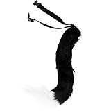 MILISTEN - Disfraz de zorro de piel sintética para disfraz de fiesta de Halloween y cola vivo, realista, para adulto, para adolescentes y cola de animal (negro y blanco)