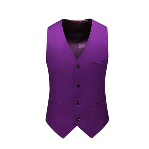Kiioouu Men's Business Casual Suit Vest/Men's Gentleman Banquet Wedding Solid Color Vest