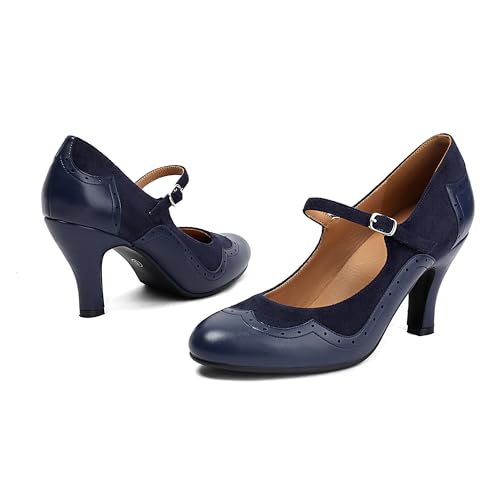 Women's Mary Jane Wingtip Rockability Close Round Toe Vintage 1950s Heels Oxford 1930s Ankle Straps Retro 1920s Victorian Pumps Shoes2