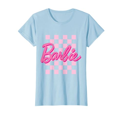Barbie - Fondo a cuadros con logotipo de Barbie Camiseta
