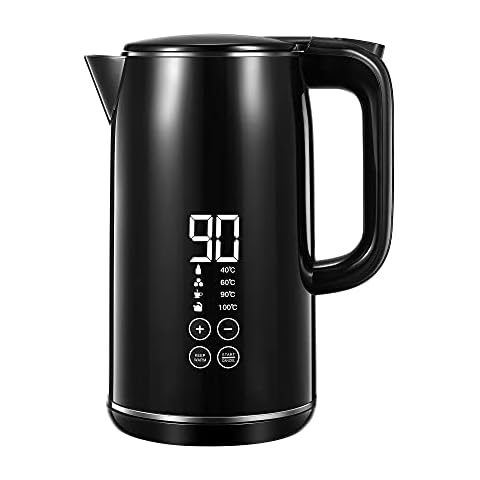 Wasserkocher mit Temperatureinstellung, 2200W Wasserkocher mit Edelstahl-Doppelwandisolierung, Teekocher mit LED-Digitalanzeige Cover