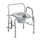 Przewodnik medyczny 11125Pskd-1 Stal Kropla Ramiona Boczne Łóżko Commode z wyściełanym siedzeniem i ramionami- szary