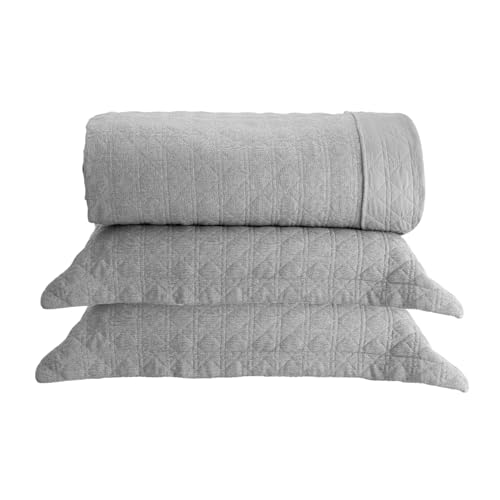 Colcha Lyon, Matelassê, Toque Macio, 100% Poliéster, Toque Macio, Durabilidade, Elegante, Lavável em Máquina, Altihaus (Cinza, Queen)