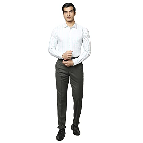 Image of Park Avenue Men's Pure Cotton Checks Pattern Slim Fit Ainsley Collar Full Sleeve Formal Shirt