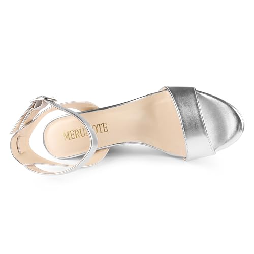 Image of MERUMOTE Women's Fashion Platform Sandals Block Heels Wedding Summer Dress Shoes