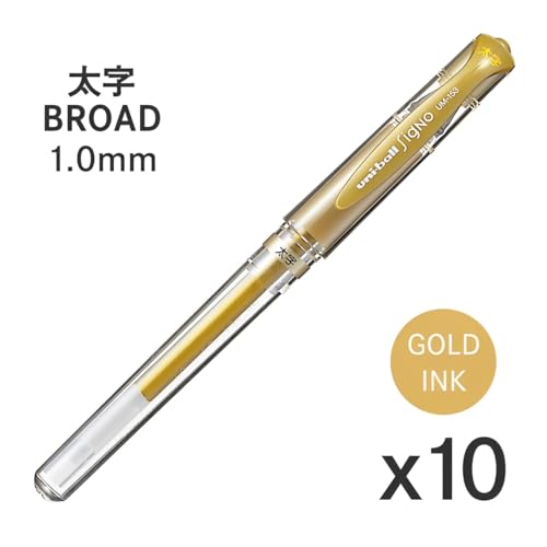 Bolígrafo Uni Mitsubishi Signo Broad 1.0 mm Oro Juego x10 miniatura 2