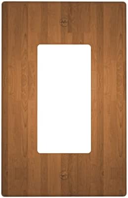 Brown Wood Pattern 1 Gang Light Switch Cover Single Rocker Wall Plate Decorative Outlet Decora for Farmhouse Room Home Adults Bedroom Living Kitchen Bathroom Receptacle Decoration