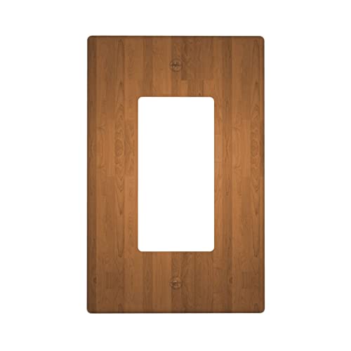 Brown Wood Pattern 1 Gang Light Switch Cover Single Rocker Wall Plate Decorative Outlet Decora For Farmhouse Room Home Adults Bedroom Living Kitchen Bathroom Receptacle Decoration #TOP18