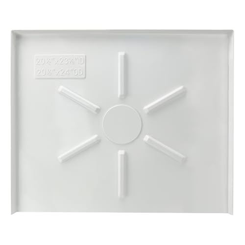 Dishwasher Drain Pan-Protect Floor and Cabinets Walls with Front Opening Size 24X20X1/2in Crafted from Durable Quality Plastic Material. Warp-Resistant & Even Thickness (White)