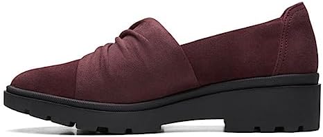 Clarks Women's Calla Style Loafer Flat, Burgundy Suede, 6.5 Wide | Image 4