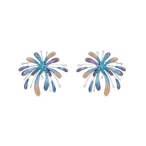 Boucles feux d'artifice faits main en dégradé, bijoux uniques sans perçage pour femme