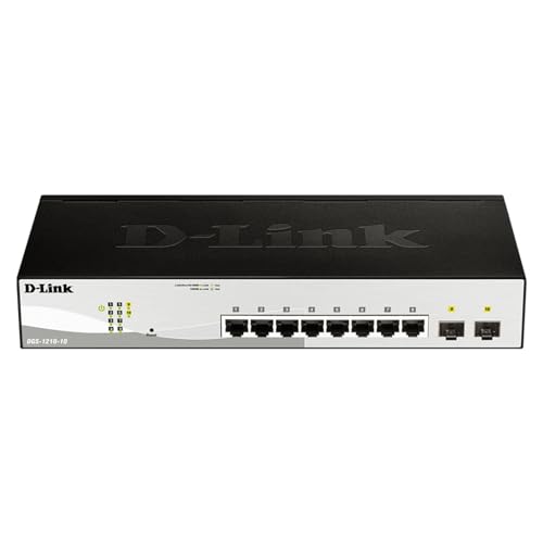 Image of D-Link 10-Port Gigabit Smart Managed Switch | 8 GbE + 2 SFP Ports | L2+ | VLANs | Cable Diagnostics | Web Managed | Desktop or Rackmount | Fanless | NDAA Compliant | Lifetime Protection (DGS-1210-10)