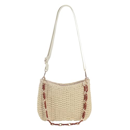 Womens Straw Woven Shoulder Bag Summer Beach Travel Crossbody Handbag Satchel Purse Tote for Shopping Camping