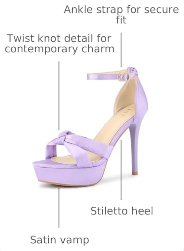 Allegra K Allegra K Women's Purple Platform Heels Twist Knot Satin Heel Sandals 6 M US