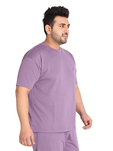 Image of CHKOKKO Men's Plus Size Terry Cotton Loose Fit Half Sleeves T-Shirt