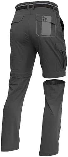 Mens Hiking Convertible Pants Zip Off Quick Dry Lightweight Fishing Safari Trave