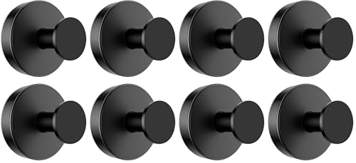 Image of BKV Suction Cup Hooks for Glass Window,Removable Shower Hooks for Inside Shower,Metal Towel Hooks for Bathrooms,8 Pack(Black)