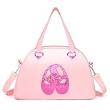 FASHION YO Girls Kids Children Ballet Dance Bag, Pink Ballerina Handbag Tote Gymnastics Sports Duffel Bag, Crossbody Shoulder School Bag Light Weight Carry-on Luggage (Pink2) - Image 1
