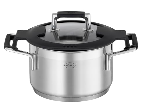 RÖSLE Faitout SILENCE PRO - Récipient Haut de Gamme en Acier Inoxydable 18/10 - Couvercle en...