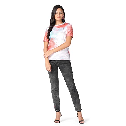 Image of Leriya Fashion Women's Rayon Regular Fit Striped Tie-Dye Top With Half Sleeves for Office Wear, Casual Wear Western Short Sleeve Pajama Sleep