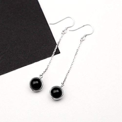 Boucles d'oreilles en agate noire pour femmes HJZZQH