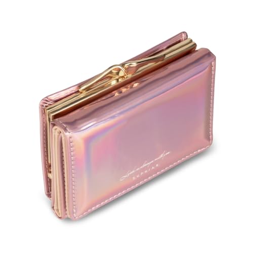 Image of JANKS Small Wallet for Women Mini Laser Card Holder Case Iridescent Holographic Purse with Coin Pocket for Girls Ladies