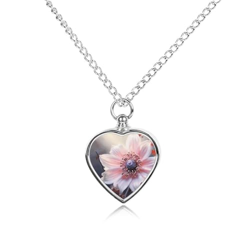 Collier funéraire pour cendres d'animaux pendentif cœur ciselé d'une fleur de mémoire