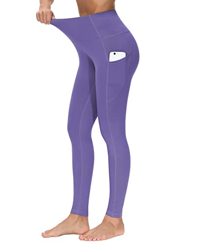 Image of THE GYM PEOPLE Thick High Waist Yoga Pants with Pockets, Tummy Control Workout Running Yoga Leggings for Women