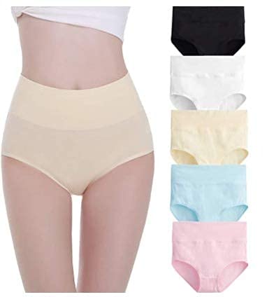 Women's Underwear Briefs High Waist Full Coverage Soft Breathable Panties Pack of 3 Size (34 Till 38) Assorted Color-image-37