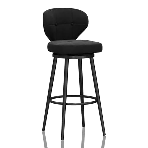 Tabouret de bar pivotant confortable en velours résistant noir - 2