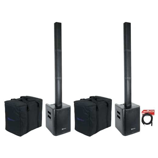 (2) Rockville Titan Portable Array Battery Powered PA DJ Speaker System w/Subwoofer Bundle with Rockville RCXFM20E-B 20 Foot Female to Male XLR Mic Cable Black 100% Copper.