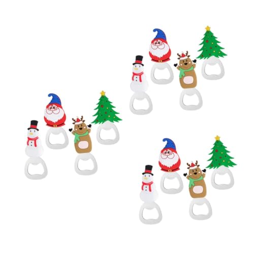 MAGICLULU 12piezas Abrebotellas De Navidad Abridores De Botellas Portátiles Temática Navideña Papá Noel Muñeco Osito y Árbol Navidad Para Fiestas y Celebraciones
